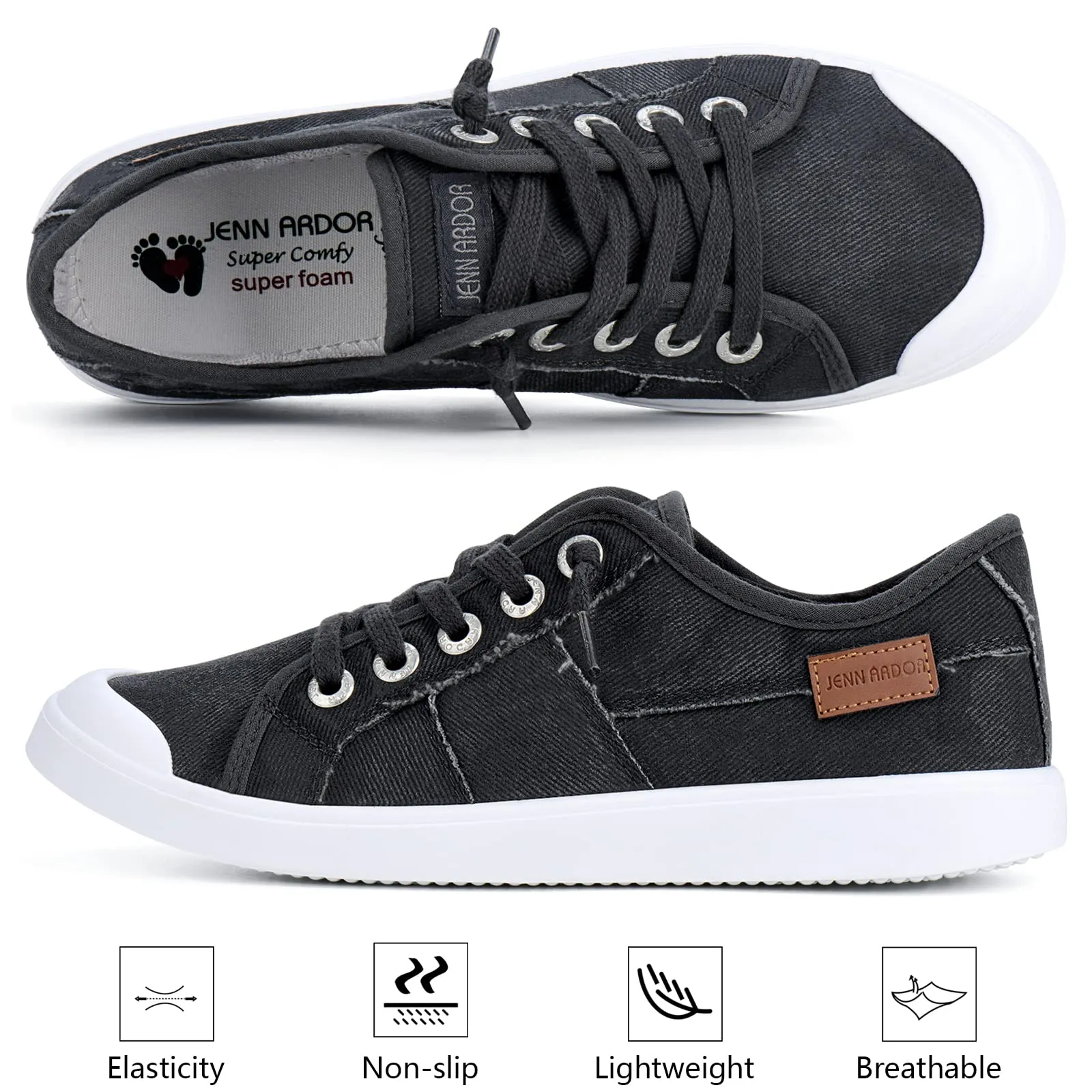 JENN ARDOR Women's Fixed Lace-Up Sneakers
