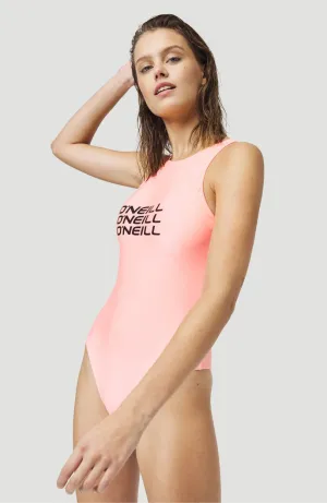 Logo High Neck Badeanzug | Crystal Rose