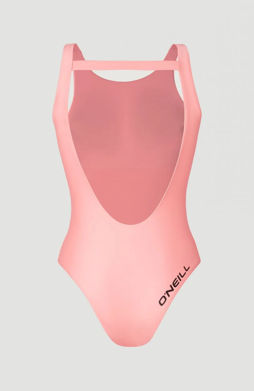 Logo High Neck Badeanzug | Crystal Rose