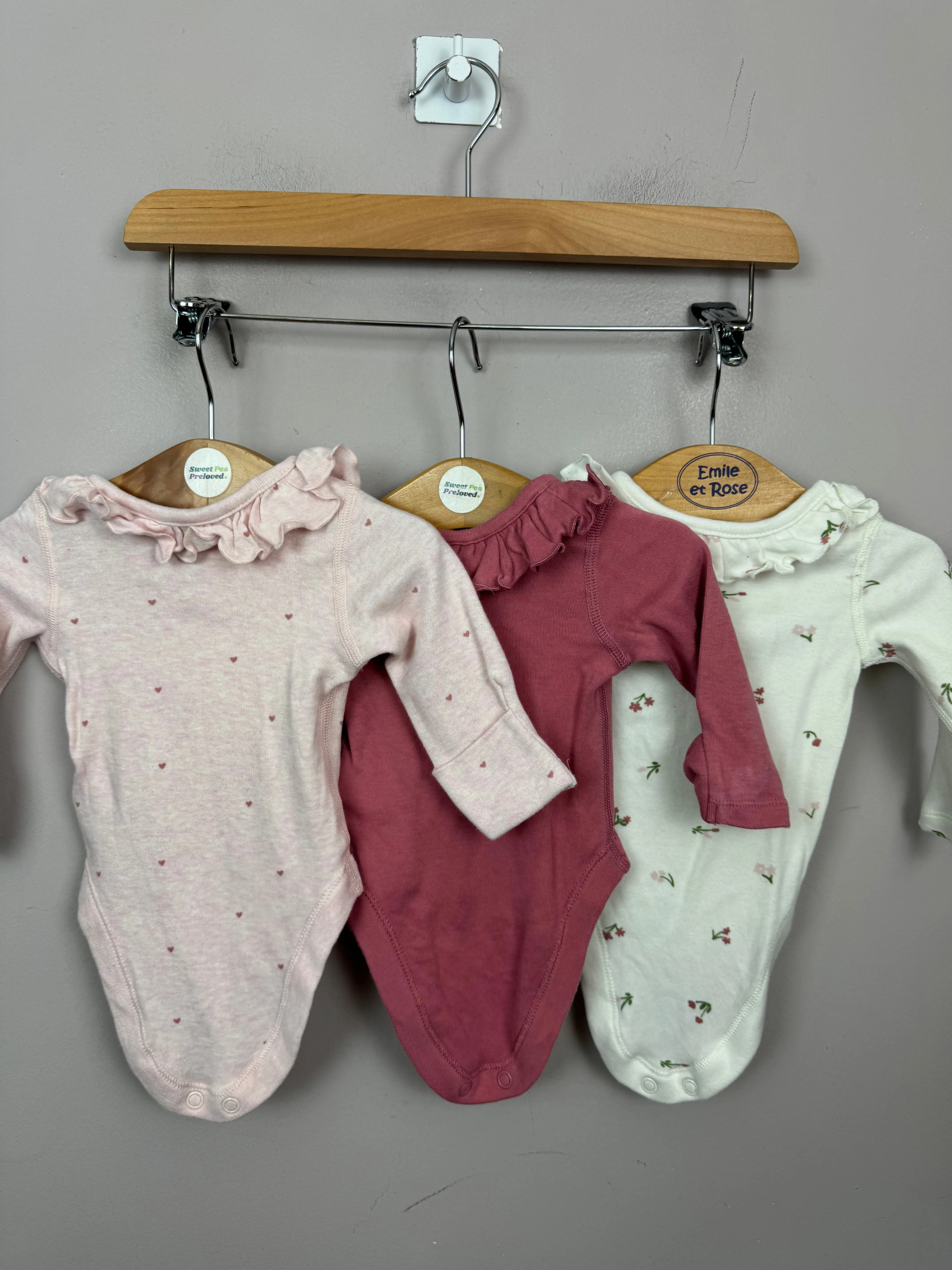 M&S pink Henley bodysuits 1month