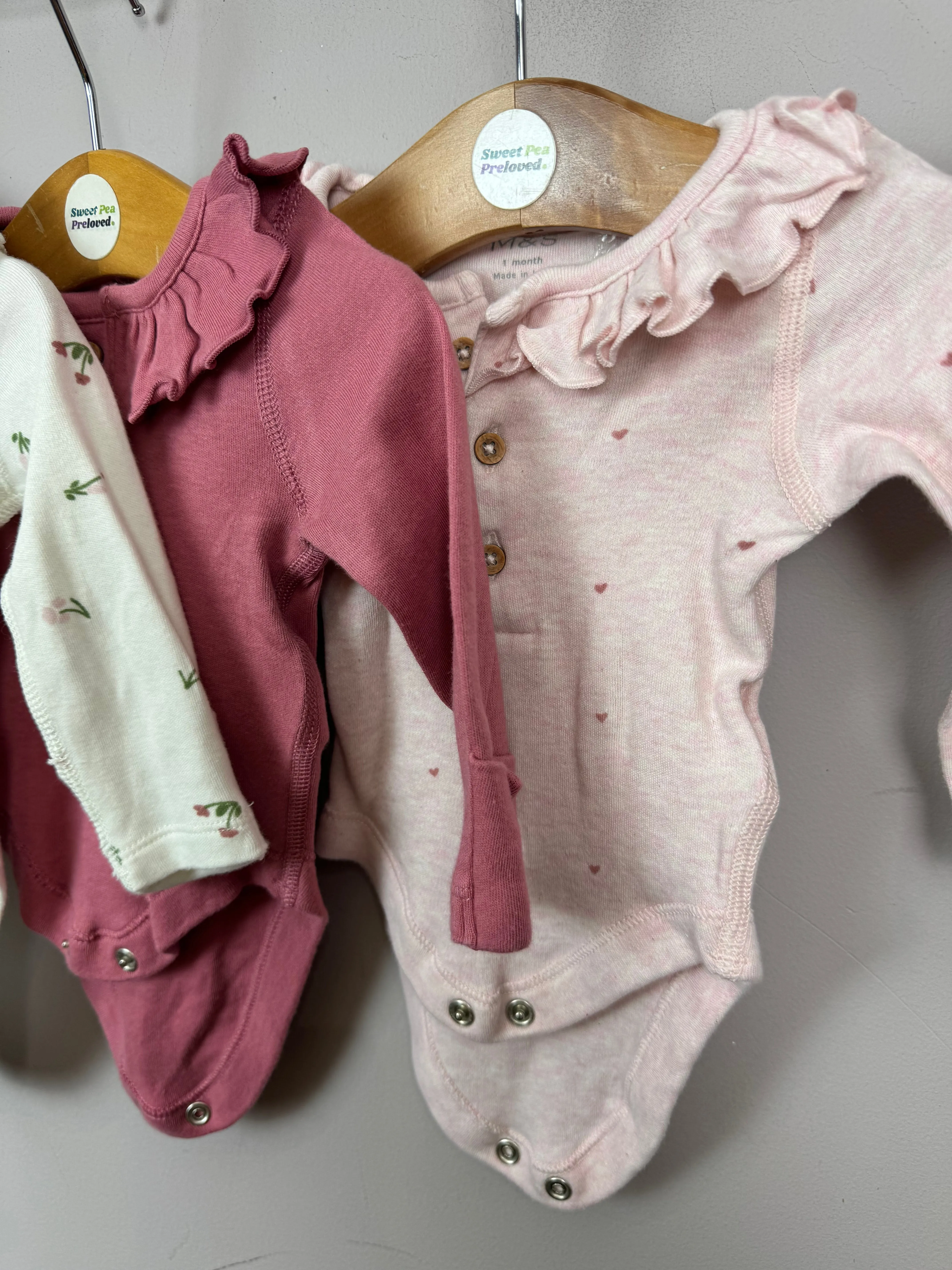M&S pink Henley bodysuits 1month