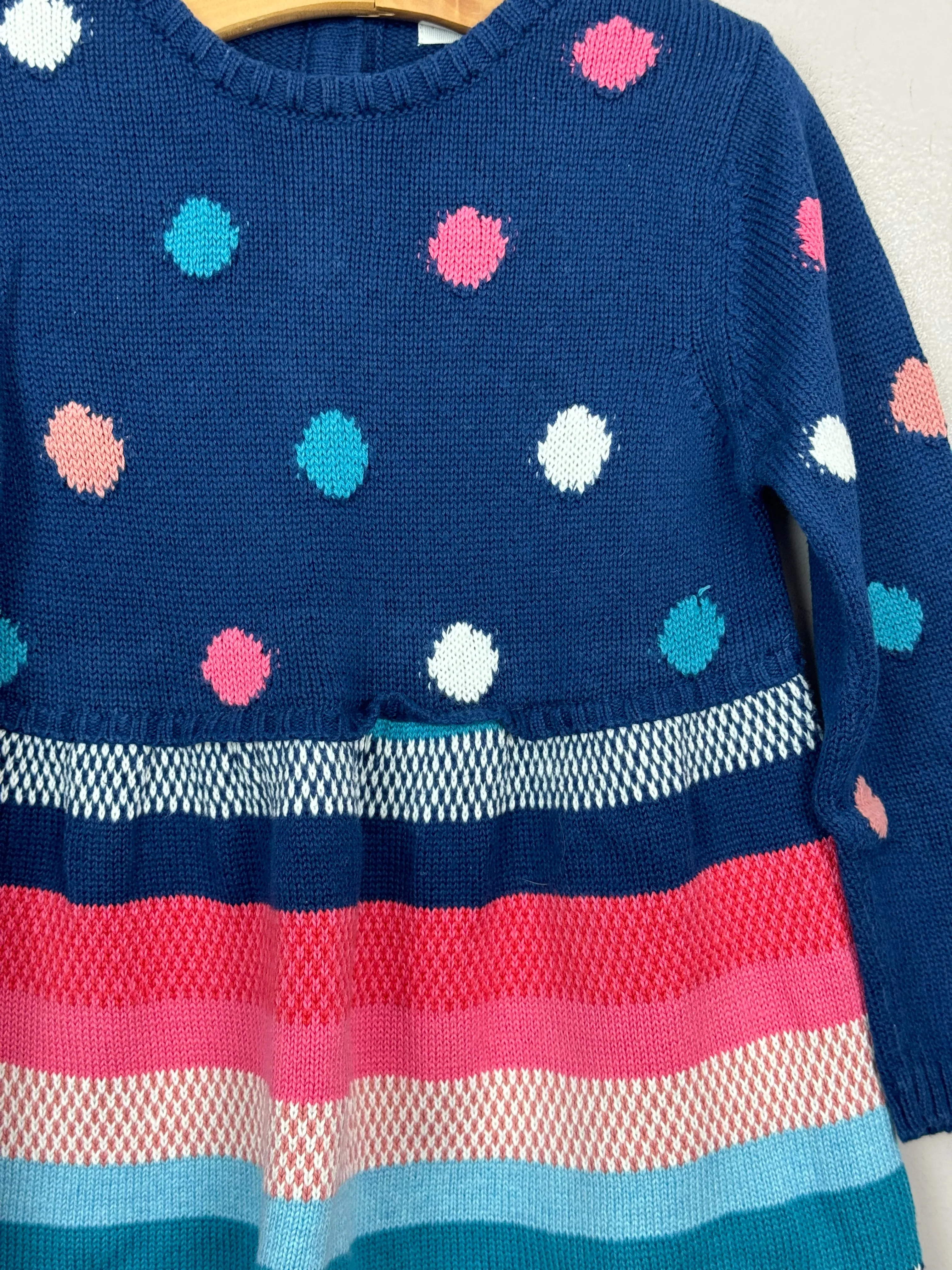 M&S spot stripe knit dress 9-12m