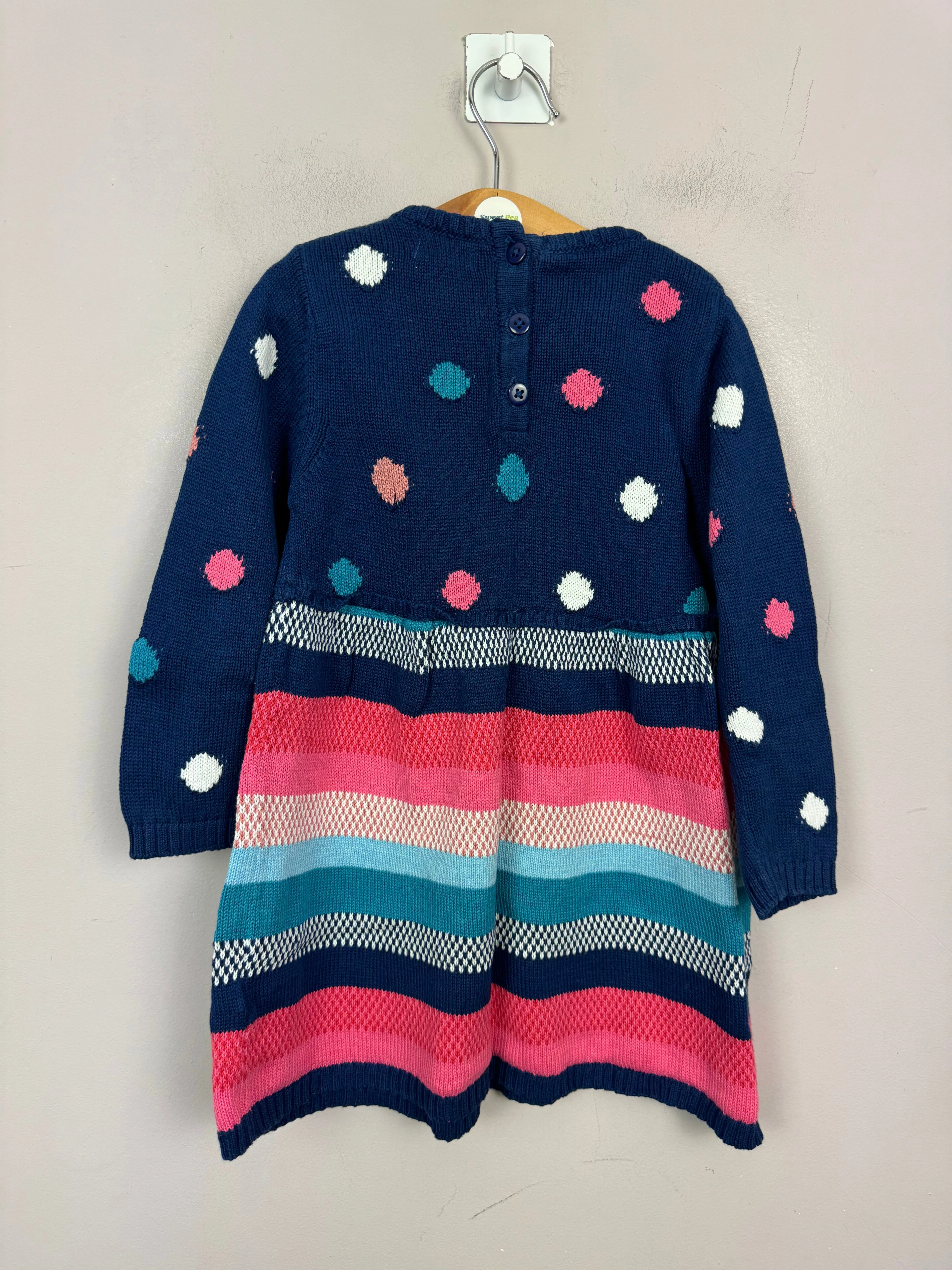 M&S spot stripe knit dress 9-12m