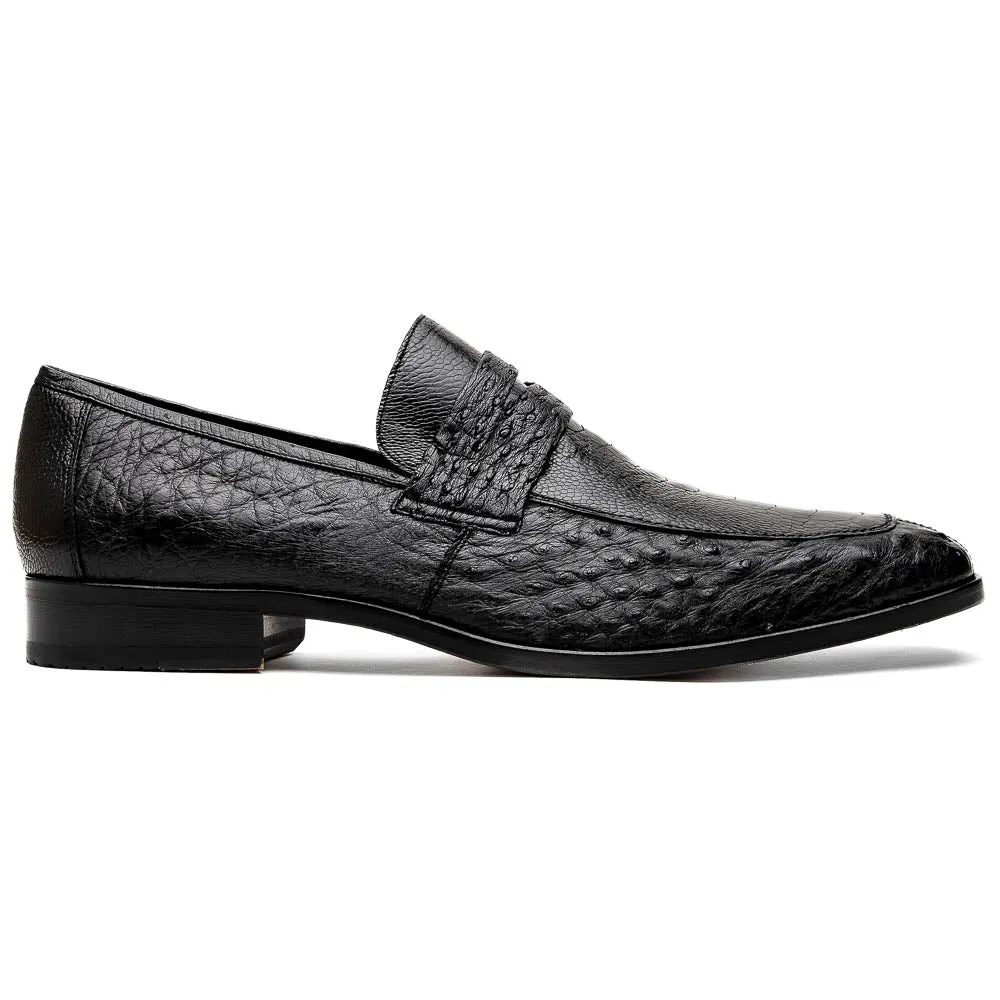 Marco Di Milano Fangio in Black Ostrich Penny Loafers