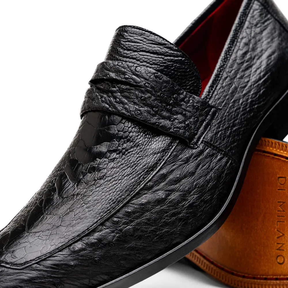 Marco Di Milano Fangio in Black Ostrich Penny Loafers