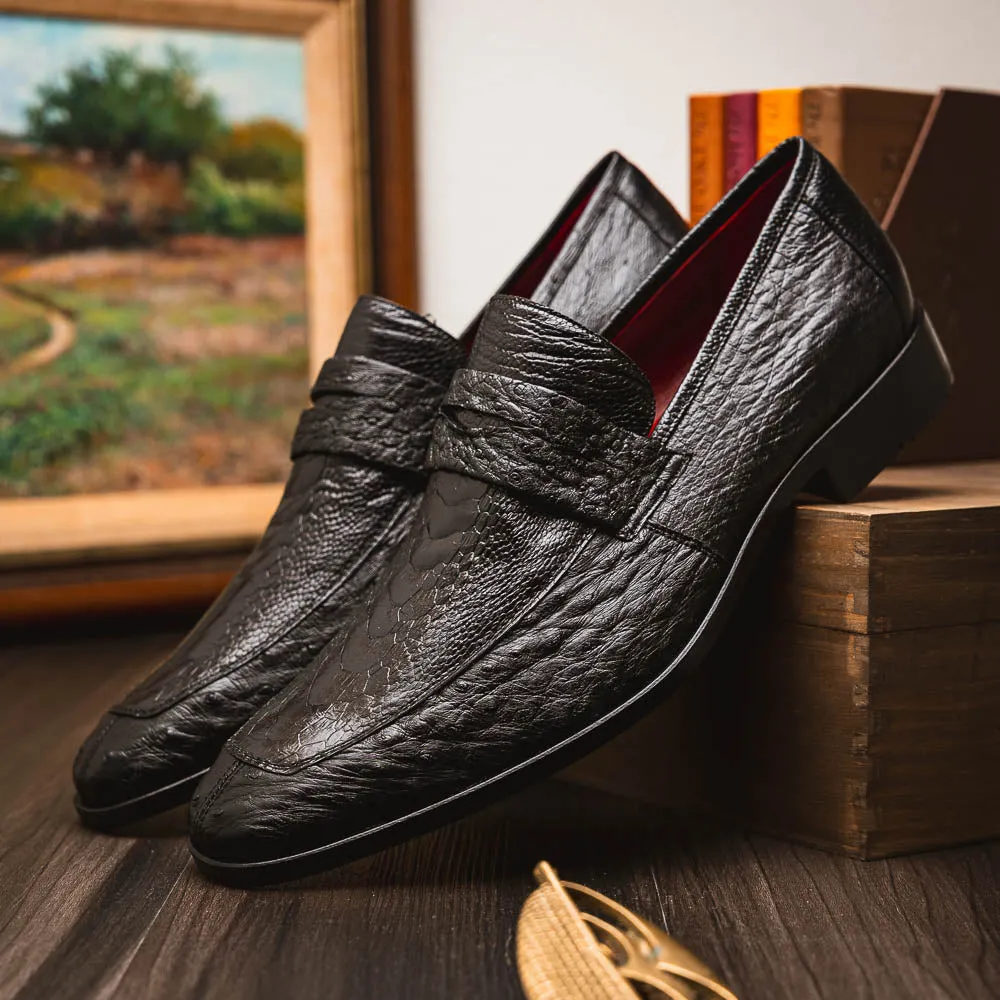 Marco Di Milano Fangio in Black Ostrich Penny Loafers