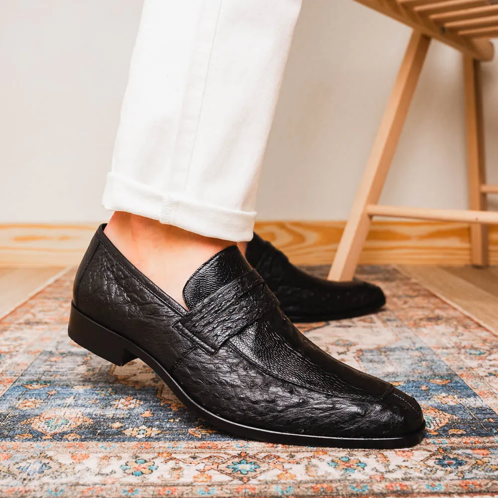 Marco Di Milano Fangio in Black Ostrich Penny Loafers