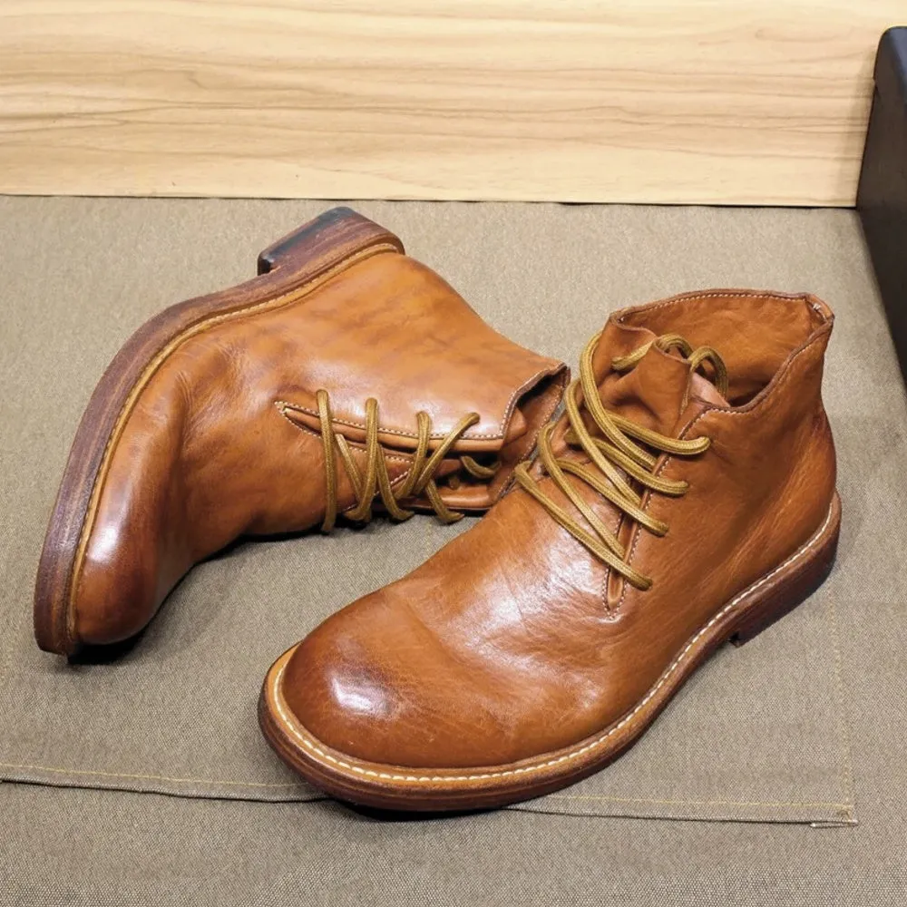 Mens Ankle Boots Soft Calf Real Leather Winter Boots