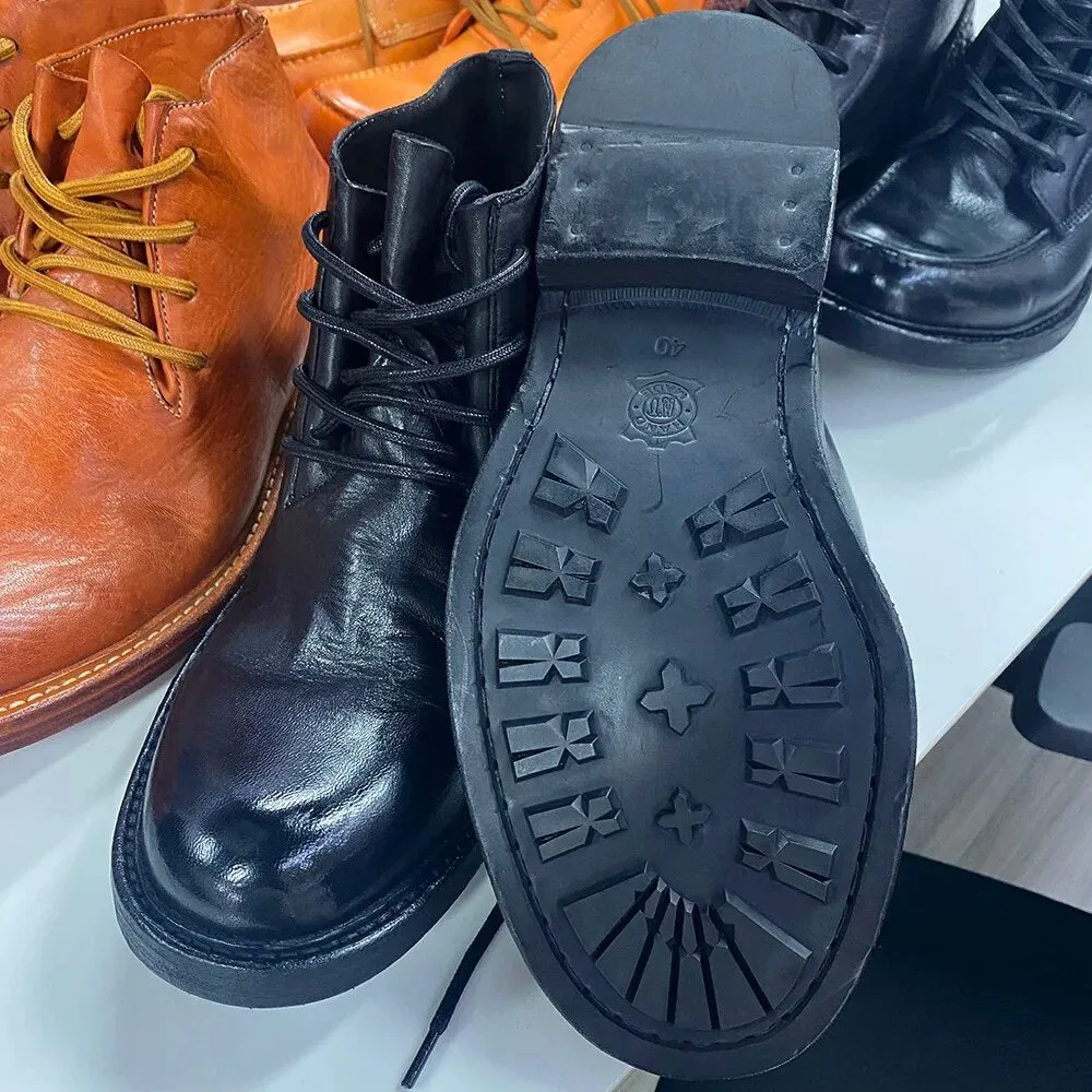 Mens Ankle Boots Soft Calf Real Leather Winter Boots