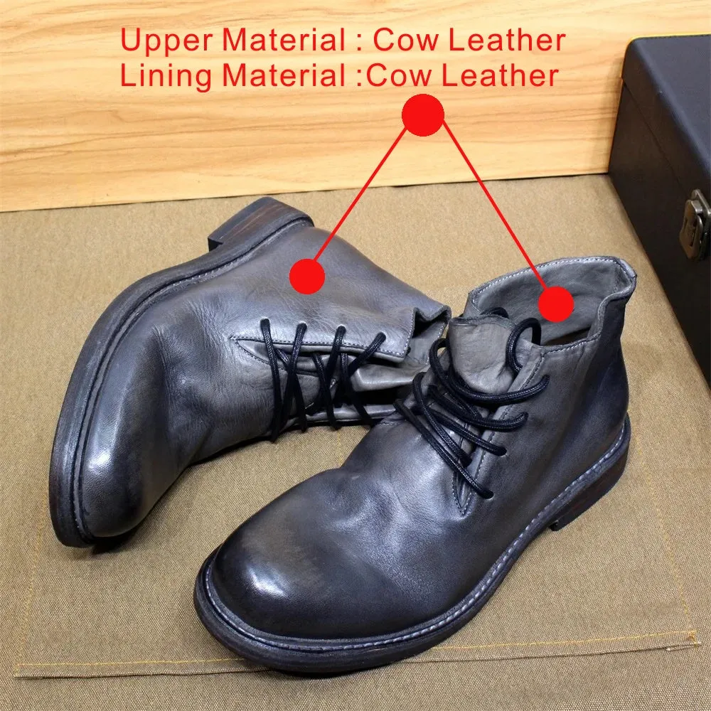 Mens Ankle Boots Soft Calf Real Leather Winter Boots