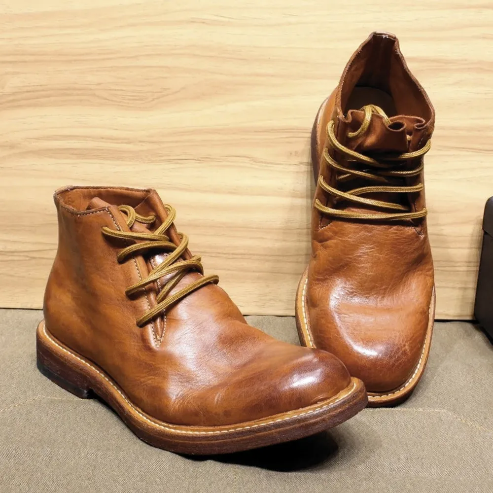 Mens Ankle Boots Soft Calf Real Leather Winter Boots