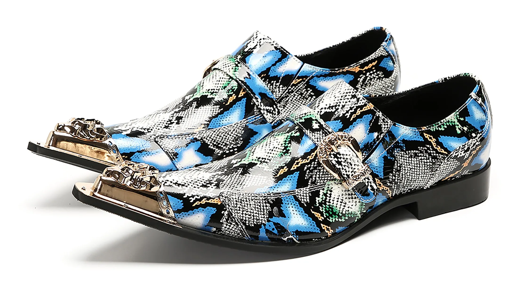 Mens Casual Meatal Tip Toe Slip On Western Loafers