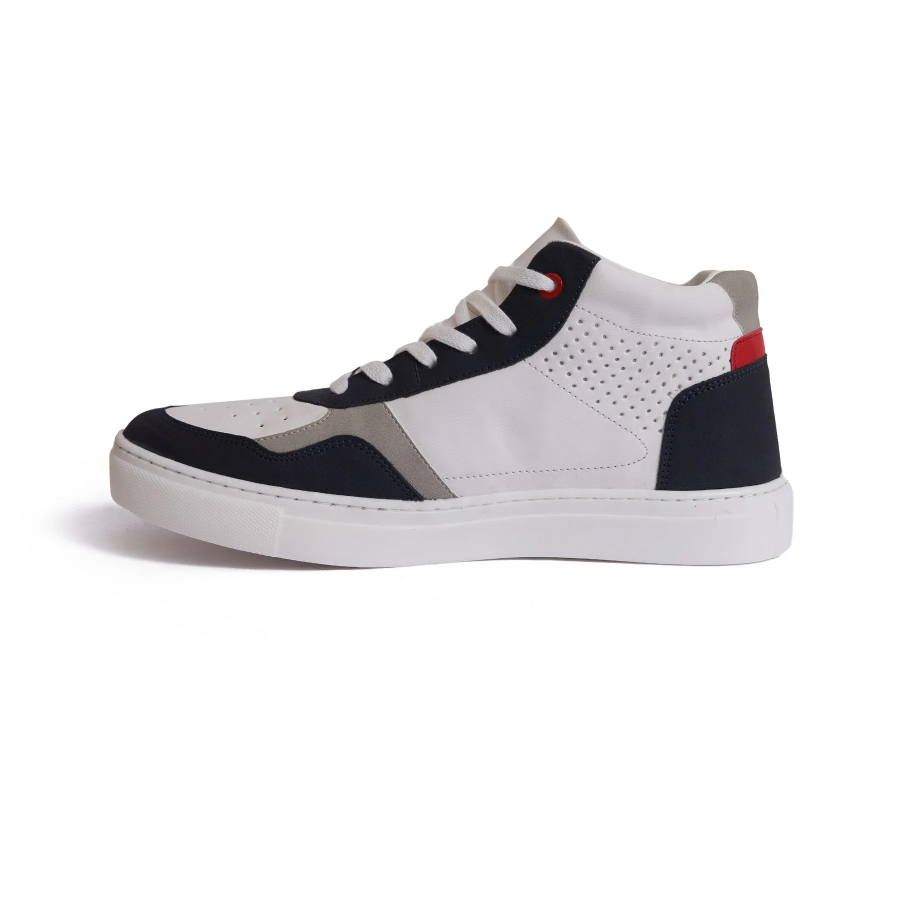 Men's  leather half Boot - White& Navy Color Model V920