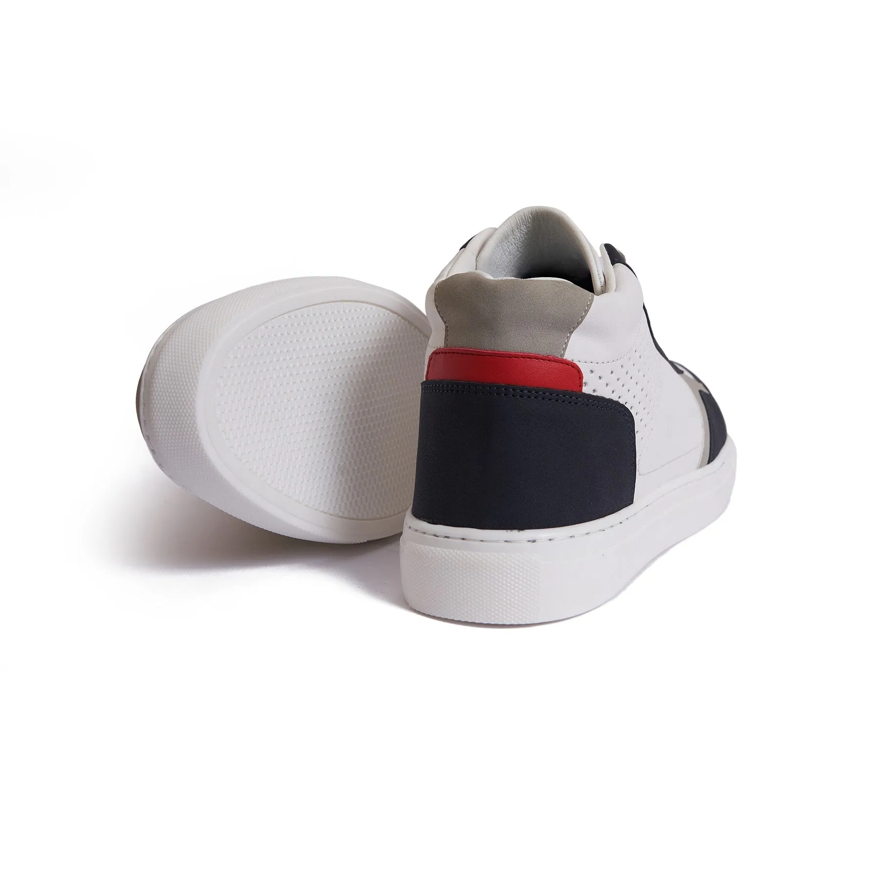Men's  leather half Boot - White& Navy Color Model V920