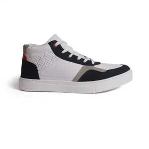 Men's  leather half Boot - White& Navy Color Model V920