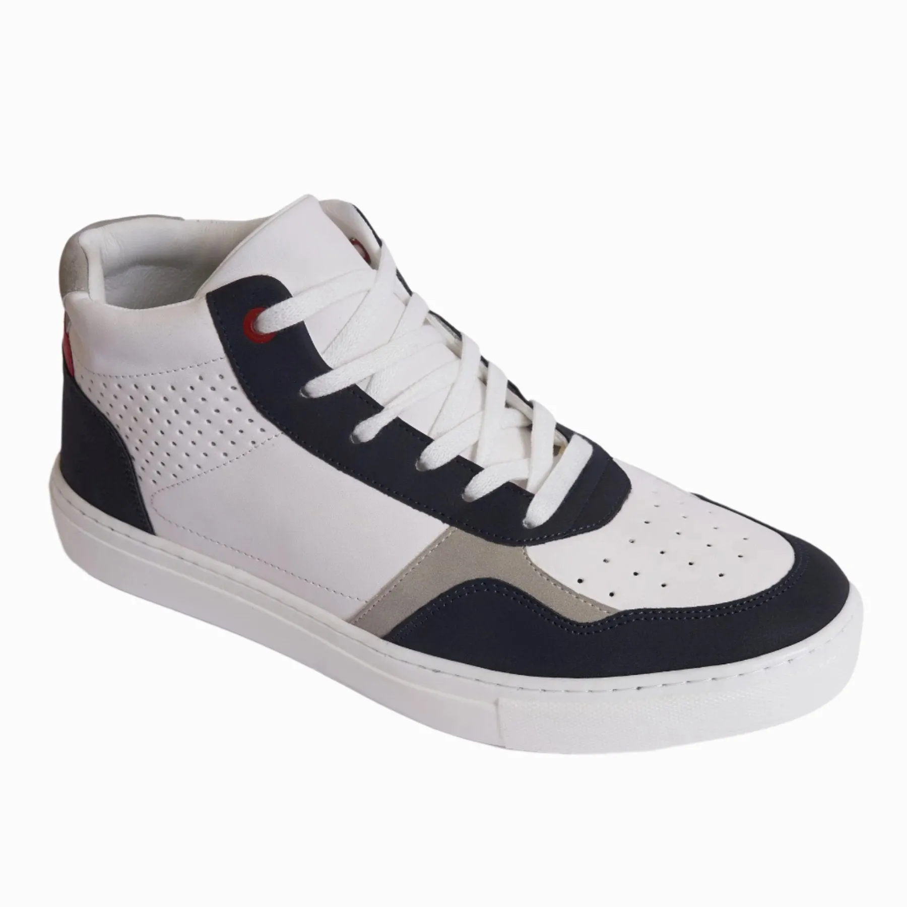 Men's  leather half Boot - White& Navy Color Model V920