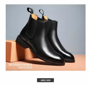 Men's Spring/ Winter Elegant Chelsea Boots Leather Men Slip-On Shoes