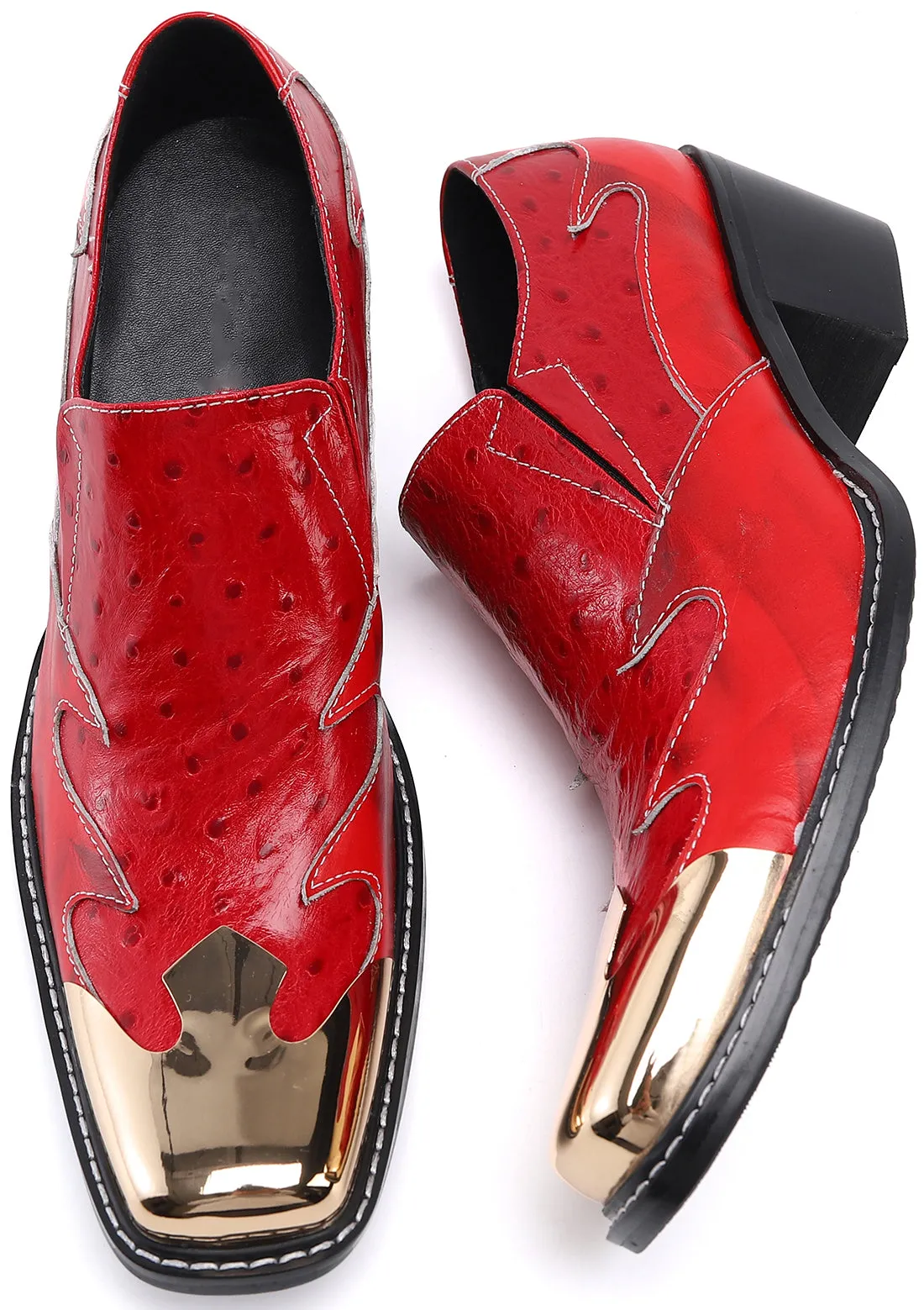 Men's Square Metal Tip Western Loafers