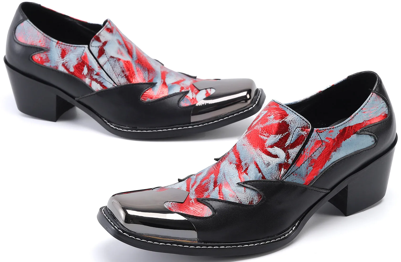 Men's Square Metal Tip Western Loafers