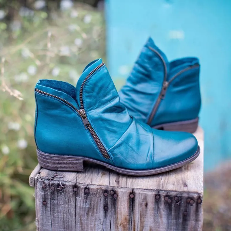 Mirelle™ | Chic Leather Zipper Boots for Effortless Style