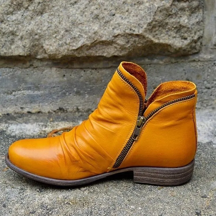 Mirelle™ | Chic Leather Zipper Boots for Effortless Style