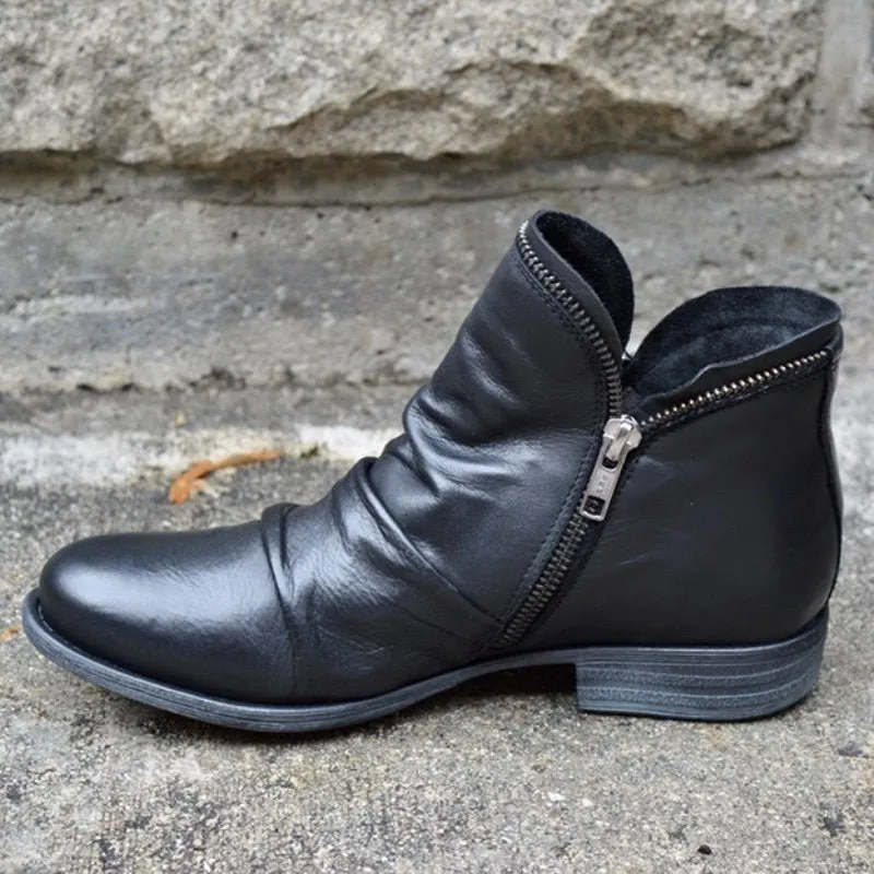 Mirelle™ | Chic Leather Zipper Boots for Effortless Style