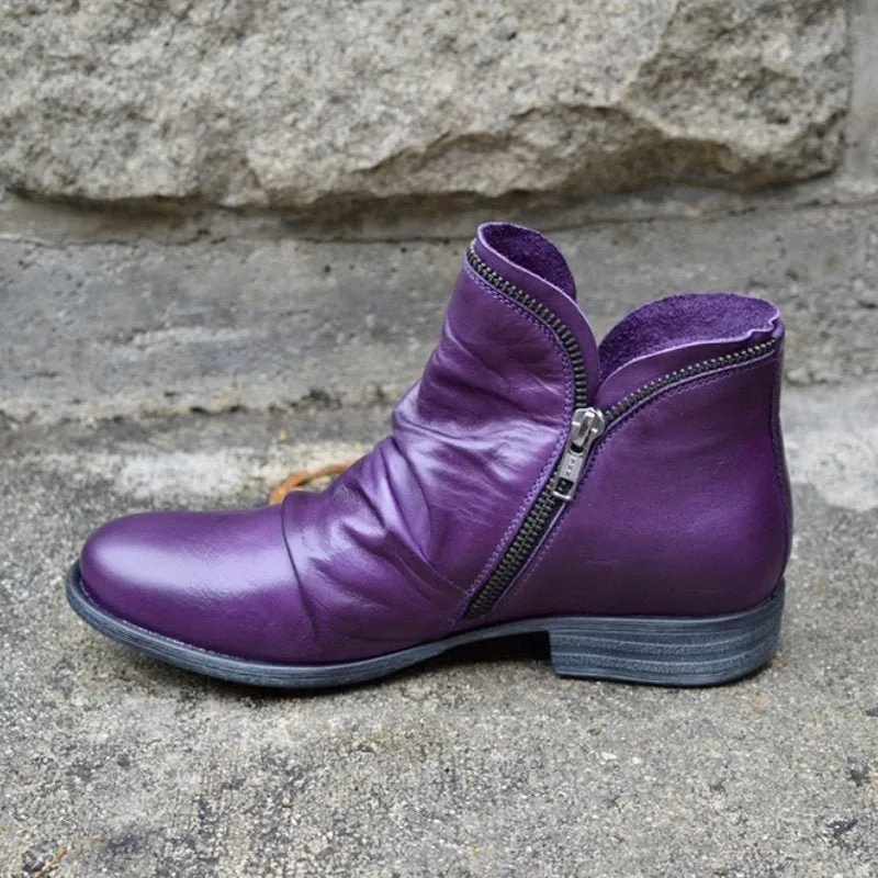 Mirelle™ | Chic Leather Zipper Boots for Effortless Style