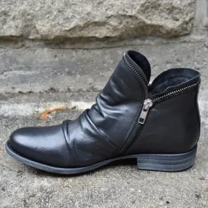 Mirelle™ | Chic Leather Zipper Boots for Effortless Style