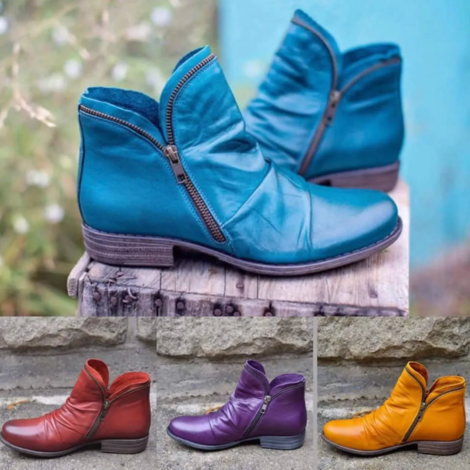 Mirelle™ | Chic Leather Zipper Boots for Effortless Style