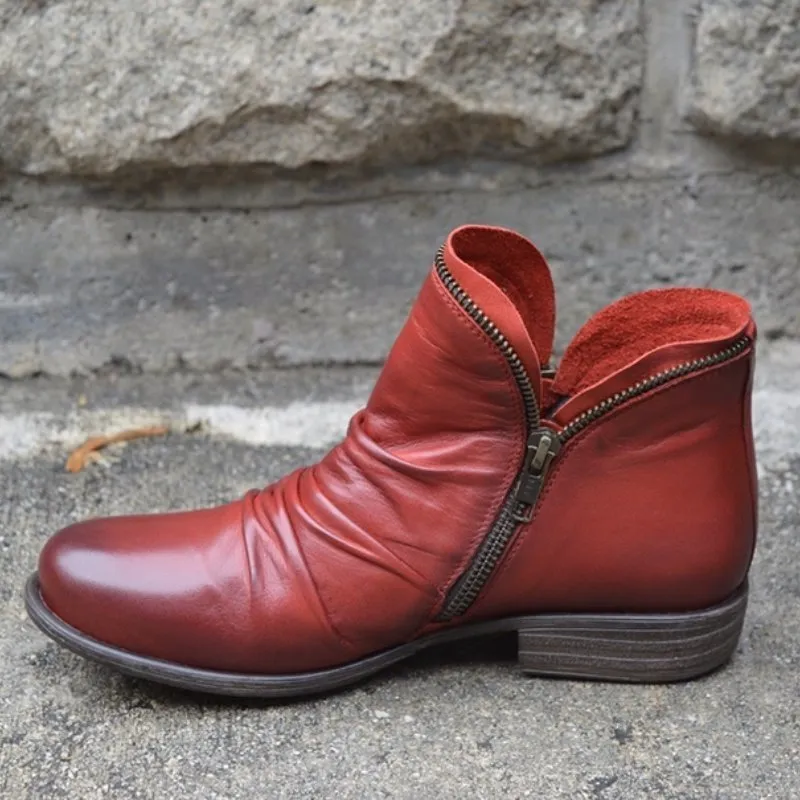 Mirelle™ | Chic Leather Zipper Boots for Effortless Style