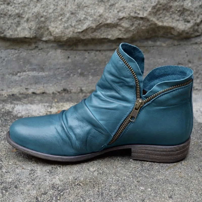 Mirelle™ | Chic Leather Zipper Boots for Effortless Style