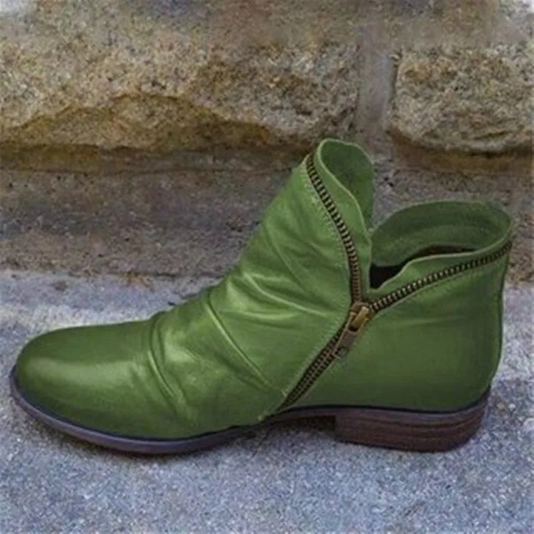 Mirelle™ | Chic Leather Zipper Boots for Effortless Style