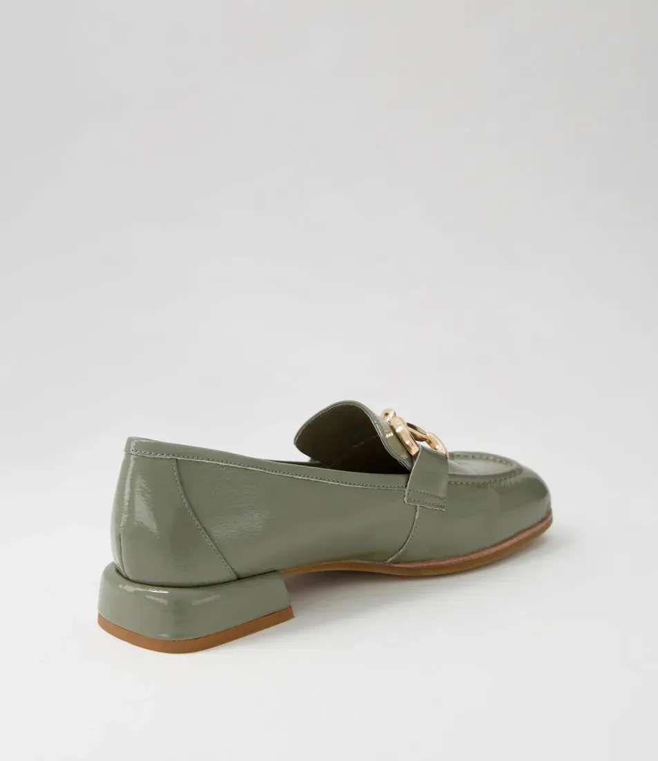 Mollini Clozer Khaki Crinkle Patent Loafer