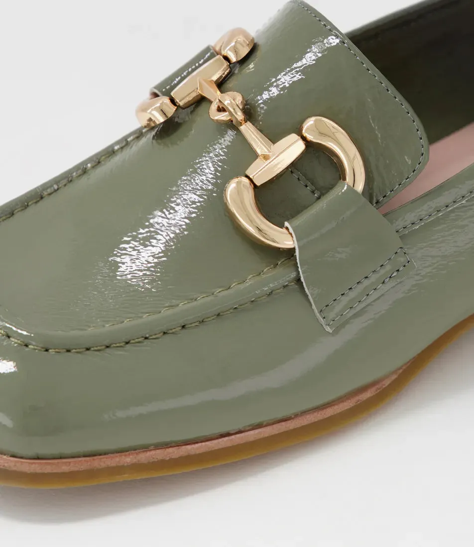 Mollini Clozer Khaki Crinkle Patent Loafer