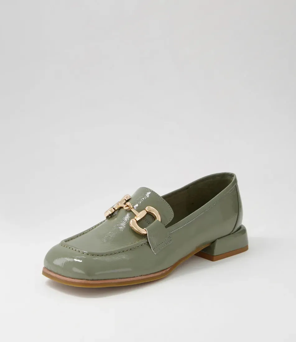 Mollini Clozer Khaki Crinkle Patent Loafer