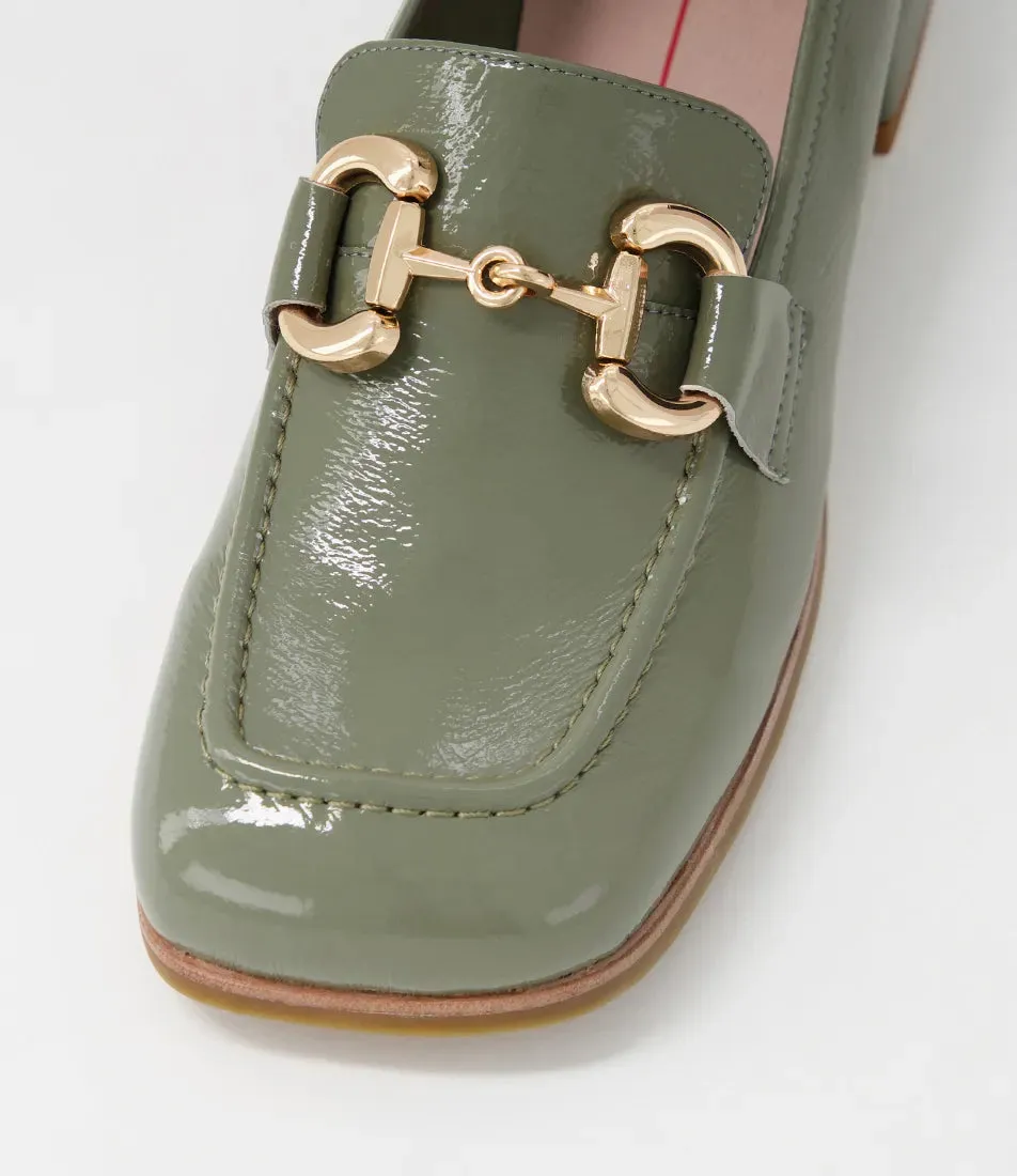 Mollini Clozer Khaki Crinkle Patent Loafer
