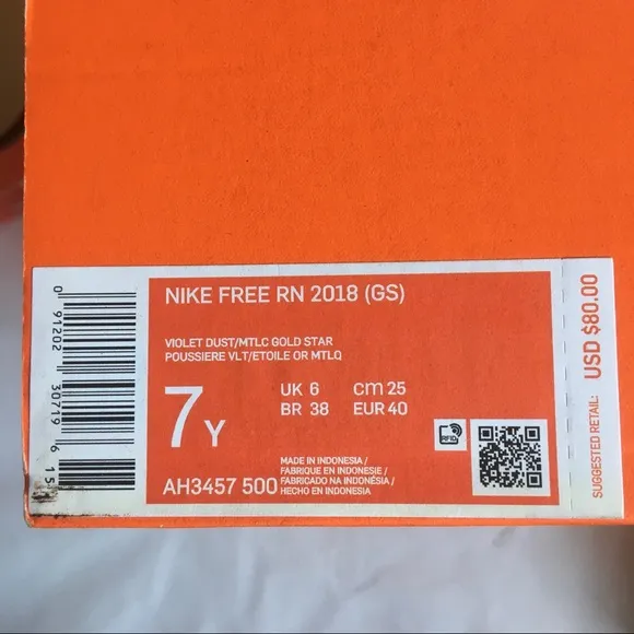 NEW Nike Free RN 2018 (GS) Violet Dust 7Y
