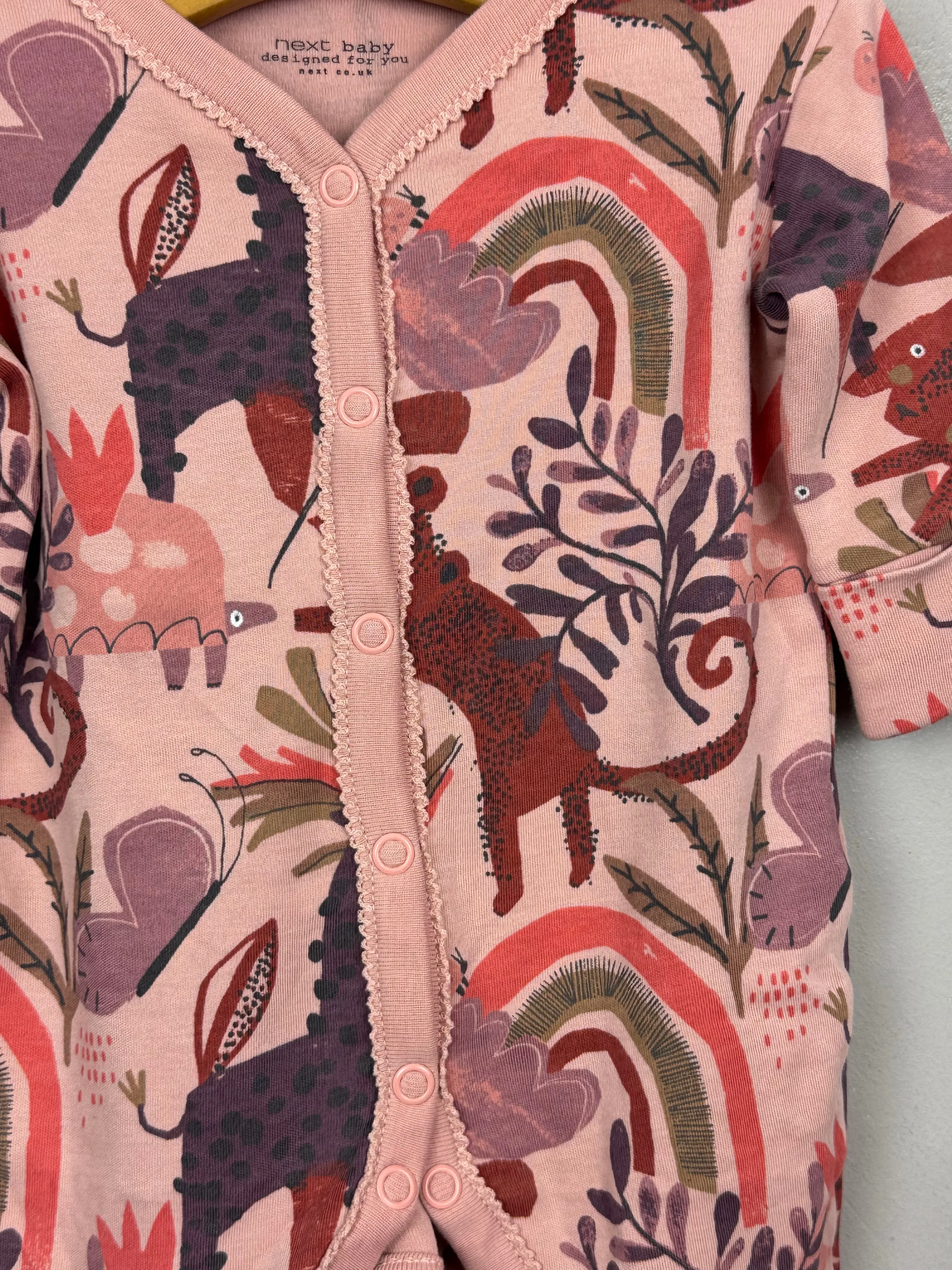 Next Pink Animal Print Sleepsuit 1 month