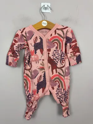 Next Pink Animal Print Sleepsuit 1 month