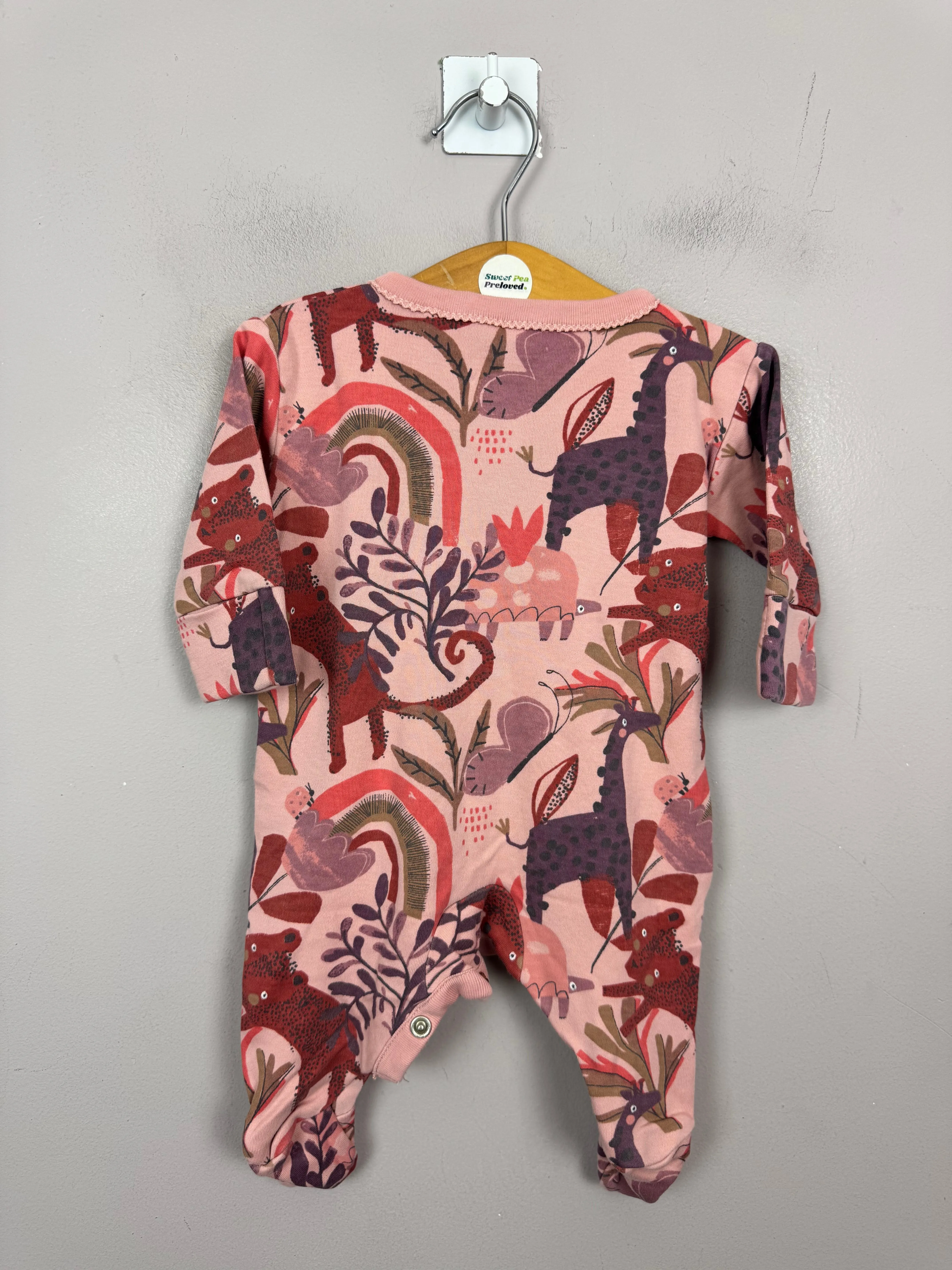 Next Pink Animal Print Sleepsuit 1 month