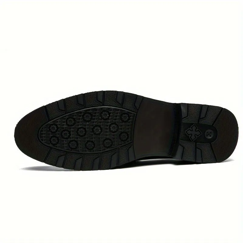 Plus Size Comfy Men's Plaid Slip On Loafer Shoes, Elegant Non Slip Durable Dress Business Footwear