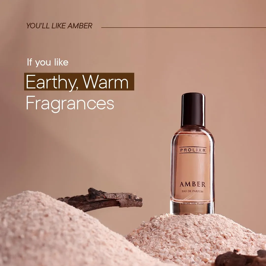 Prolixr Amber Eau De Parfum EDP Bottle 30ml | Long Lasting Perfume For Women | Premium Luxury Women Perfume | Notes of White Oak - Sandalwood - Mini Perfume