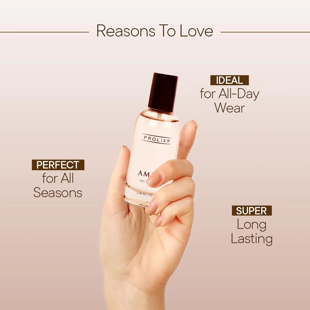 Prolixr Amber Eau De Parfum EDP Bottle 30ml | Long Lasting Perfume For Women | Premium Luxury Women Perfume | Notes of White Oak - Sandalwood - Mini Perfume