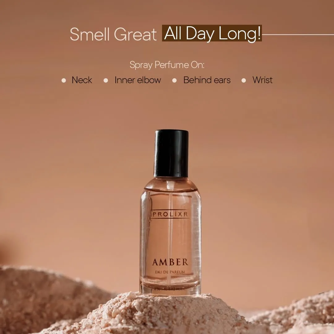 Prolixr Amber Eau De Parfum EDP Bottle 30ml | Long Lasting Perfume For Women | Premium Luxury Women Perfume | Notes of White Oak - Sandalwood - Mini Perfume