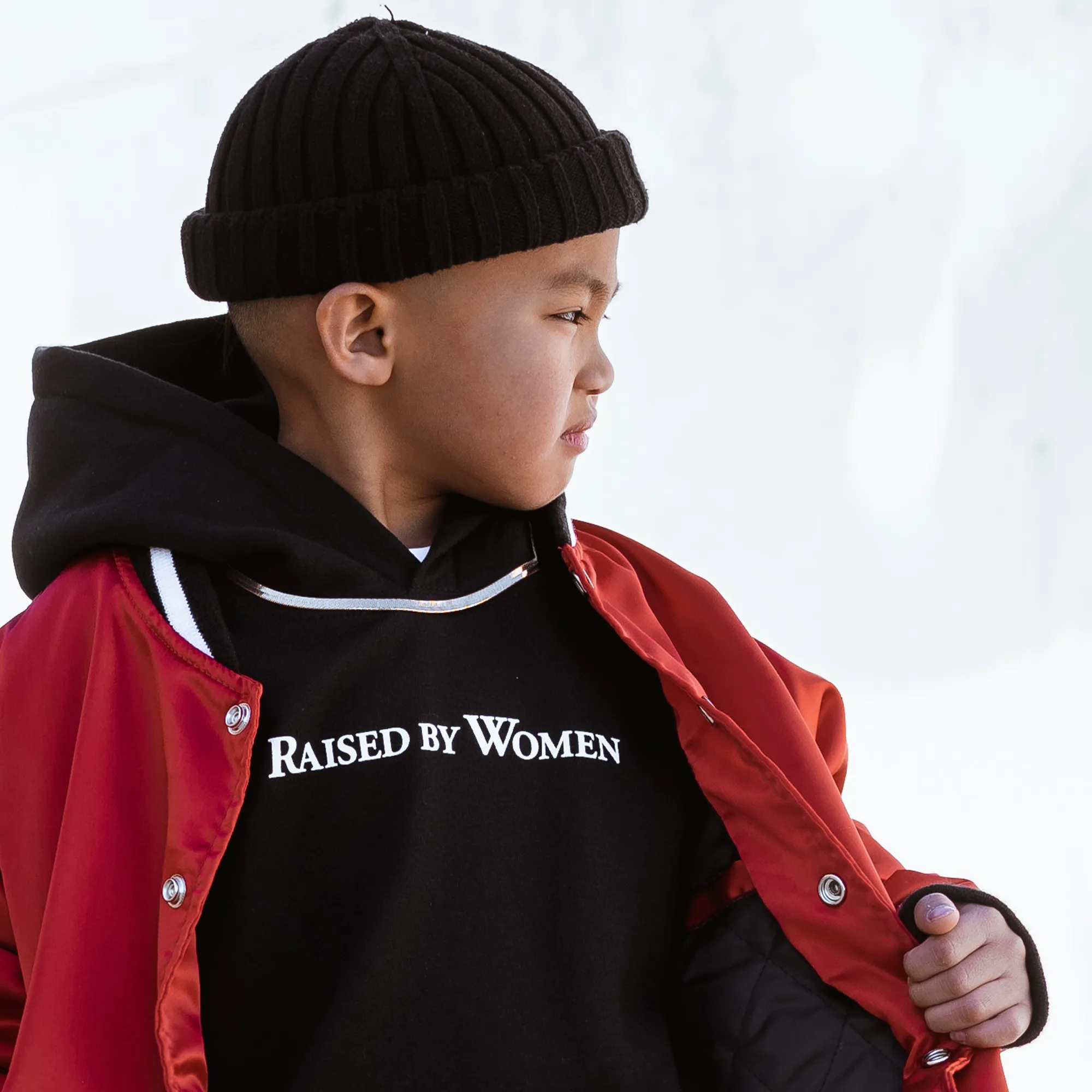 RAISED BY WOMEN HOODIE (BLACK)