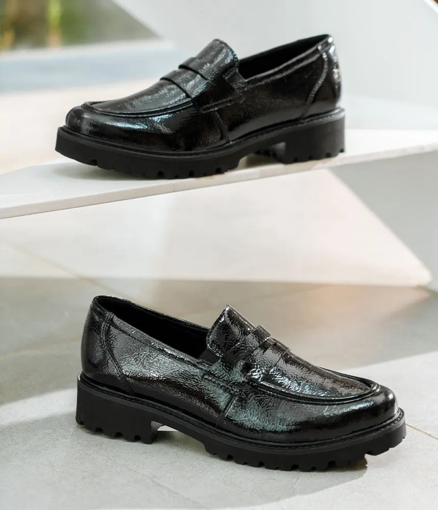 Remonte Fashionable Black Patent Loafers