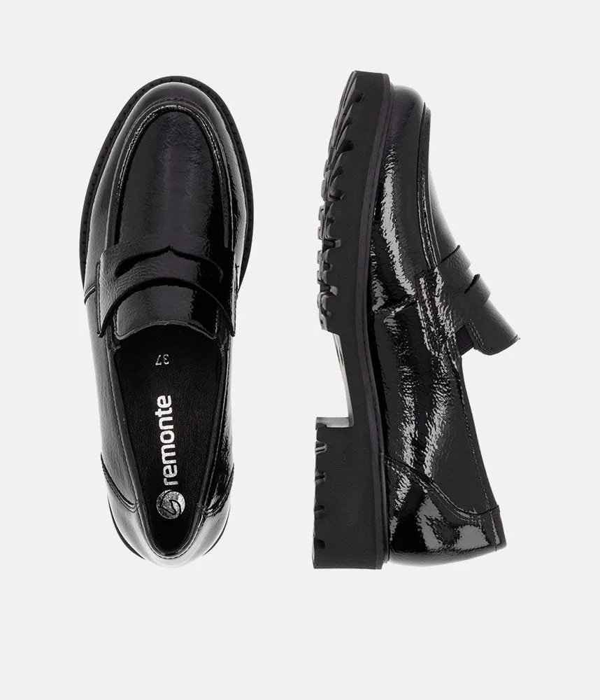 Remonte Fashionable Black Patent Loafers