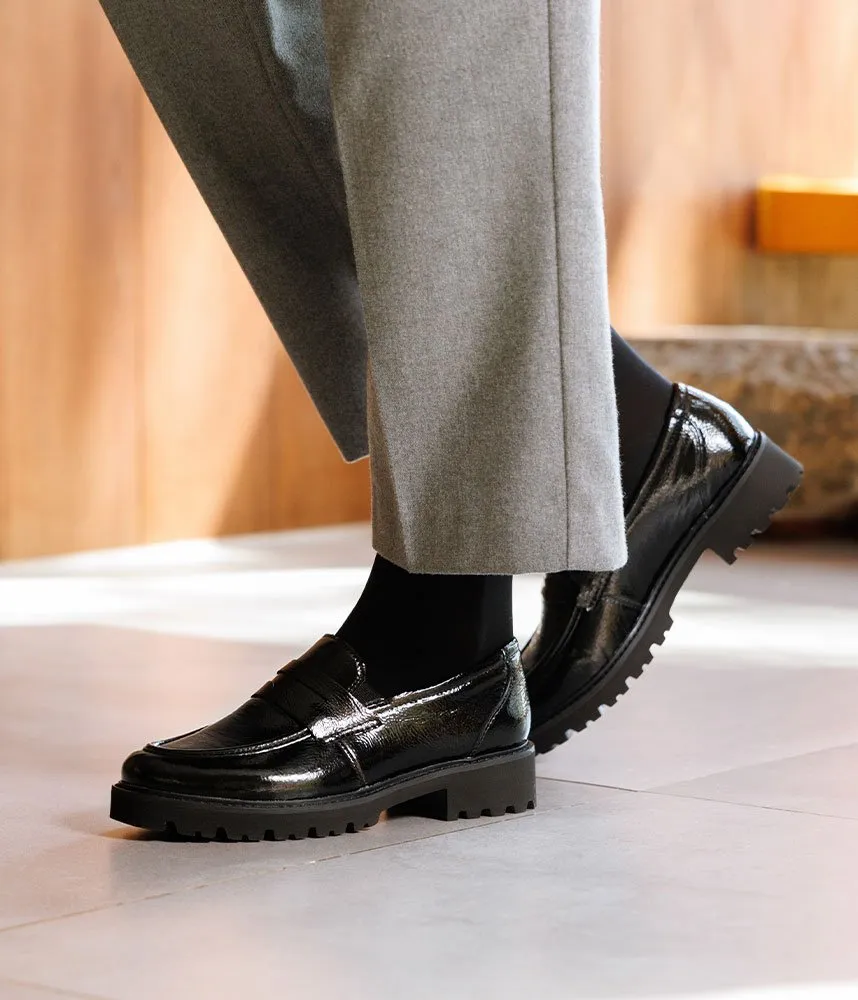 Remonte Fashionable Black Patent Loafers