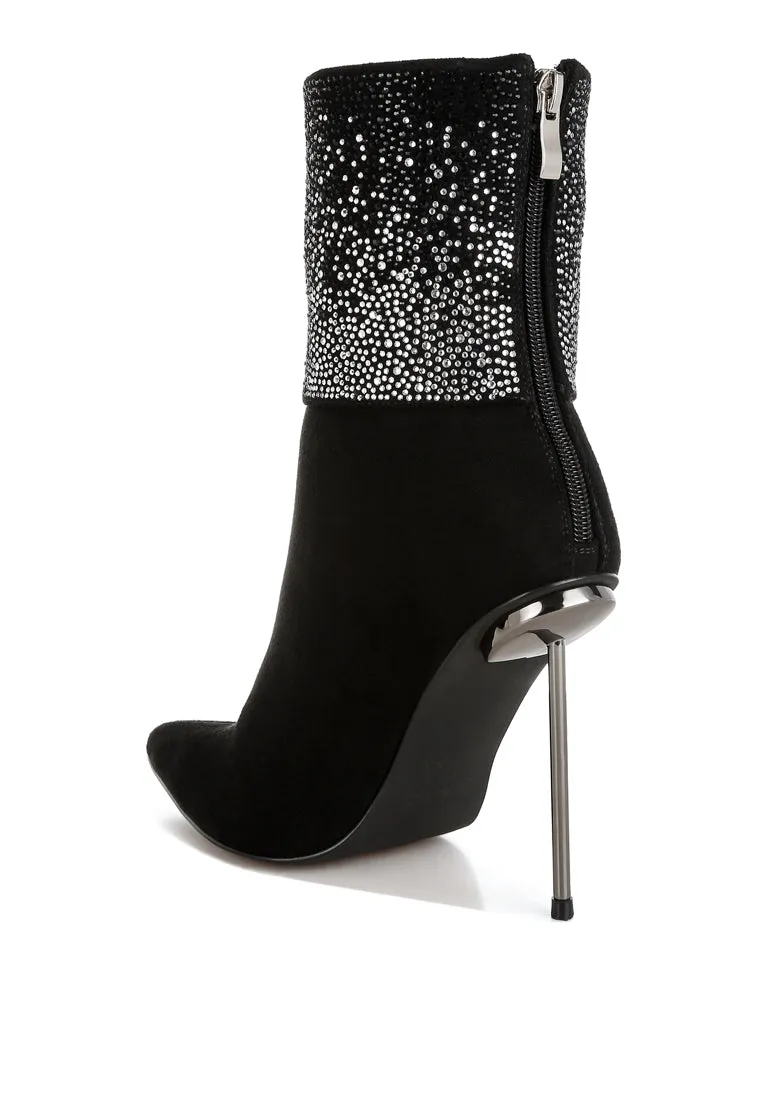 Rhinestones Embellished Foldover Boots By RAG