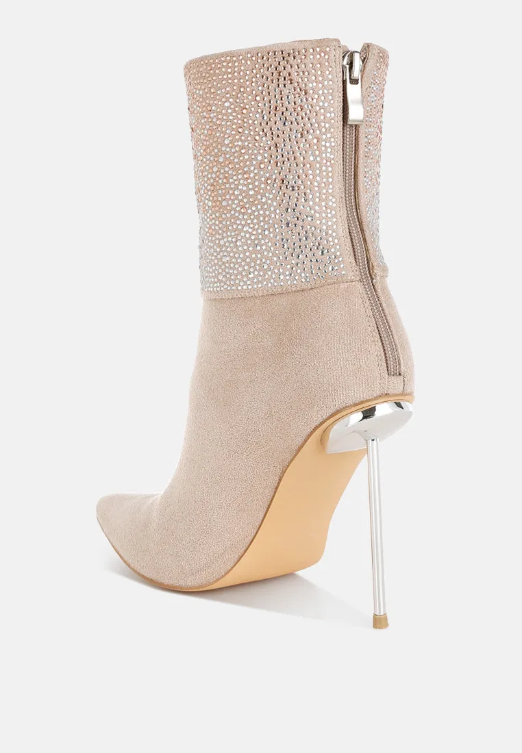 Rhinestones Embellished Foldover Boots By RAG